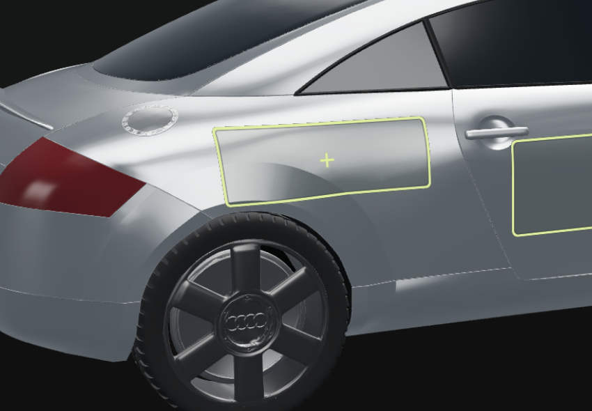 Rear wheel and side panel of the Audi TT model