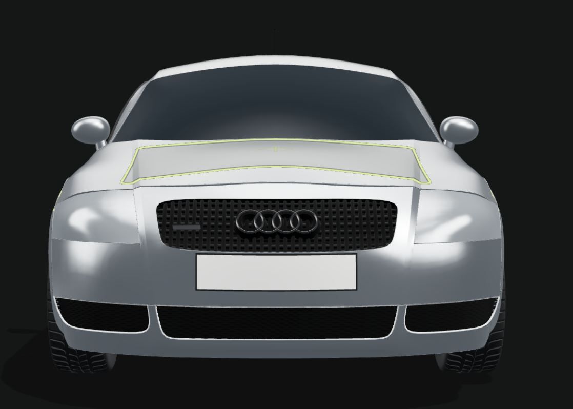 Silver Audi TT model viewed head-on