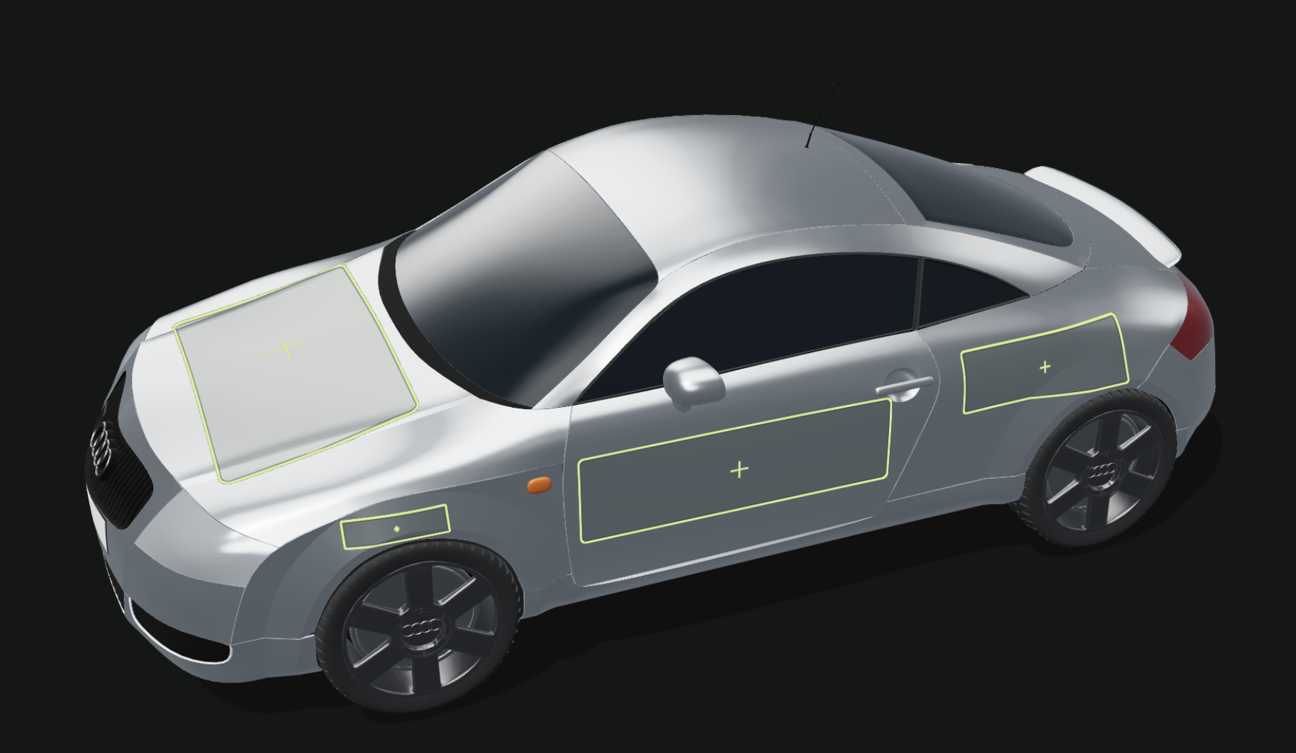 Silver Audi TT model viewed from the front left